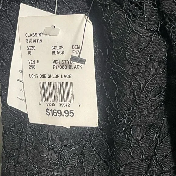 David’s Bridal One Shoulder Long Lace Dress Black Size 10 NWT - Picture 6 of 9